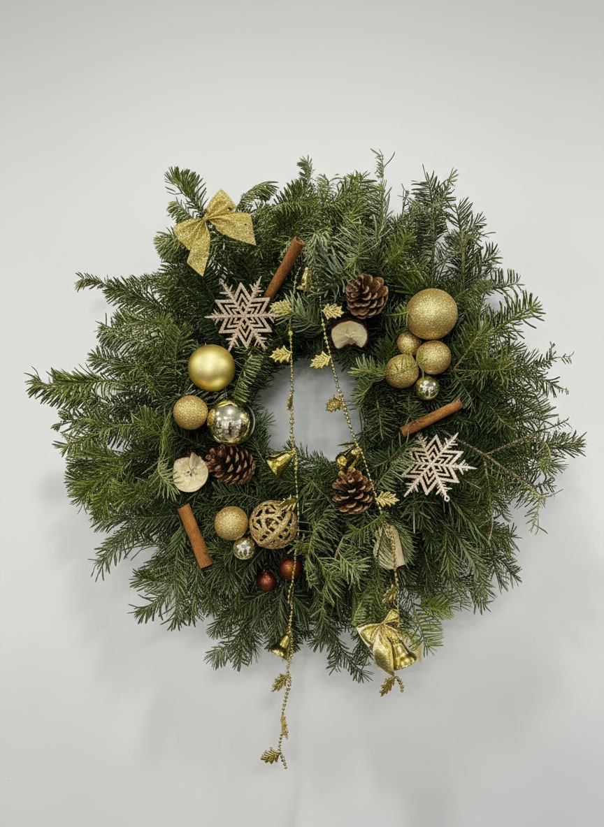 Coroniță de sărbatori cu auriu